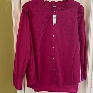 Magenta Blouse Eyelet and Ruffles